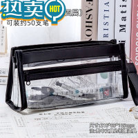 绿彩虹光考试专用透明笔袋中考高考大容量男孩子女孩款文具盒男生小学生高颜值拉链铅笔盒初中学生用多简约日系