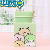 绿彩虹光网红旋转折叠笔盒小学生大容量多文具盒计算器站立牛油果笔筒