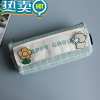 绿彩虹光送2胸针可爱大容量韩版笔袋ins日系简约女生文具袋大学生小学生文具盒初中生男笔盒高中生铅笔袋网红学习用品