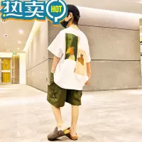 绿彩虹光童装男童夏装套装2023新款中大童帅气短袖夏季儿童夏款运动衣服潮