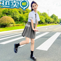 绿彩虹光男女童夏季套装表演服儿童校服男孩演出服舞台服王心凌同款JK制服