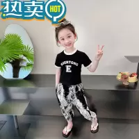 绿彩虹光女童夏装2023新款套装宝宝夏季小女孩休闲运动衣服夏天儿童两件套
