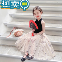 绿彩虹光女童夏装裙子中国风套装裙2023新款儿童马面裙夏季宝宝汉服连衣裙