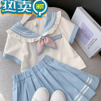 绿彩虹光女童学院风JK制服套装夏季儿童2022新款洋气女孩衬衫百褶裙两件套