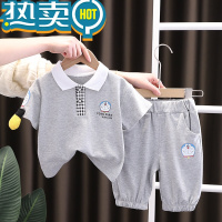 绿彩虹光男童短袖套装2023新款男孩小童运动装宝宝帅气儿童夏季休闲潮童装