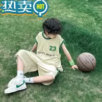 绿彩虹光男童篮球服套装2023新款儿童薄款速干运动服男孩夏季童装