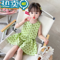 绿彩虹光女童夏装2023新款套装夏款儿童装洋气时髦网红女宝宝夏季连衣裙子