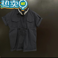 绿彩虹光男童夏季套装2023新款休闲帅气儿童工装风上衣男孩连体七分工装