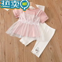 绿彩虹光童装女童套装2023夏季新款小宝宝薄款两件套婴幼儿裙子套裙2