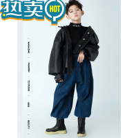绿彩虹光影楼中大童摄影服装皮衣套装帅气时尚杂志风春秋款23新10岁8英伦