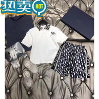 绿彩虹光潮牌童装儿童夏装男女童兄妹装T恤+短裤半身裙字母满印套装洋气潮