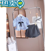 绿彩虹光女童学院风jk套装裙裤2023夏季新款韩版中大童设计感衬衫半身裙潮