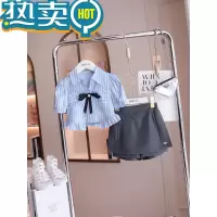 绿彩虹光女童学院风jk套装裙裤2023夏季新款韩版中大童设计感衬衫半身裙潮