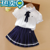 绿彩虹光女童套装夏季新款儿童jk套装学院风宝宝衬衫两件套洋气网红半身裙