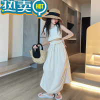 绿彩虹光女童装时髦洋气夏款连衣裙套装2023新款小女孩衣服儿童裙子两件套