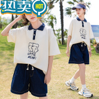 绿彩虹光女童夏装套装2023新款洋气大童女装12女孩夏季短袖两件套15初中生