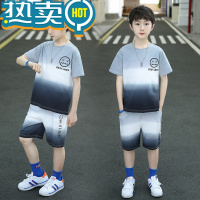 绿彩虹光儿童装男童夏装套装2023新款洋气中大童网红夏款夏季帅气短袖潮酷