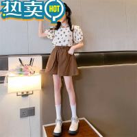 绿彩虹光女童夏款洋气碎花短袖短裤套装2023新款儿童韩版网红夏季两件套潮