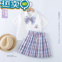 绿彩虹光女童装连衣裙2023夏季新款洋气夏装儿童jk制服套装裙子学院风时髦