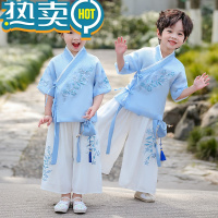 绿彩虹光汉服男童女童夏装儿童国学服演出服古装夏季2023新款古风唐装套装