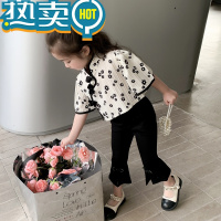 绿彩虹光女童旗袍套装夏季2023新款童装国风儿童复古中式两件套女宝宝夏装