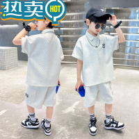 绿彩虹光男童夏季套装2023新款帅气中大童儿童短袖男孩POLO衫夏装时髦潮装