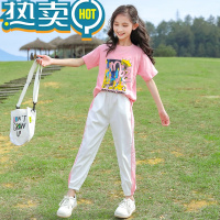 绿彩虹光女童夏装女装新款套装儿童时尚洋气运动短袖中大童时髦女孩童装岁