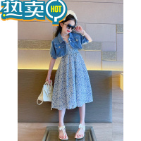 绿彩虹光女童夏季套装2023新款夏装女大童洋气童装女孩裙子时髦碎花连衣裙