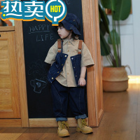 绿彩虹光砚台家童装韩版儿童春夏男童牛仔套装女童马甲牛仔裤两件套宝宝潮