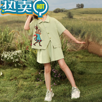 绿彩虹光女童套装Polo衫短袖短裤两件套夏装2023新款夏季中大童运动洋气潮