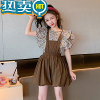 绿彩虹光女童夏季套装大女孩儿童网红洋气套裙时髦炸街夏装潮衣服8岁9夏款