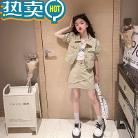 绿彩虹光女童时髦夏季两件套装大儿童女孩夏款女装网红洋气夏装潮衣服8岁9