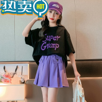 绿彩虹光女童夏季洋气短袖套装小女孩大儿童装网红时髦炸街夏装潮衣服8岁9