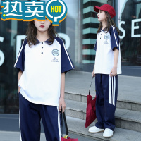 绿彩虹光女童夏装套装2023年新款洋气12夏季中大童初中生运动服两件套15岁