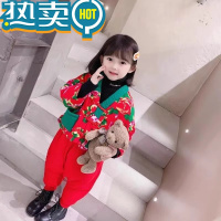 绿彩虹光东北大花袄儿童唐装男童中国风冬款女宝宝喜庆拜年服加厚衣裤