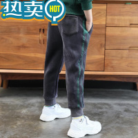 绿彩虹光男童加绒裤子一体双面金丝绒秋冬装加厚长裤中大童宽松休闲保暖裤