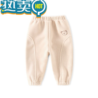 绿彩虹光女童加绒裤子秋冬2023新款儿童一体绒裤宝宝休闲裤加厚长裤奥粒绒