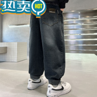 绿彩虹光童装男童加绒裤子秋冬款2023新款儿童牛仔裤中大童加厚休闲长裤潮
