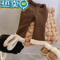 绿彩虹光婴儿加绒裤子秋冬款女宝宝冬装喇叭裤时髦儿童外穿冬季女童一岁潮