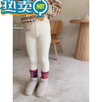 绿彩虹光女童加绒内搭裤冬款儿童一体绒加厚紧身裤宝宝高弹烟管裤修身百搭