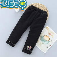 绿彩虹光女童内搭裤2023新款秋冬棉裤女孩三层夹棉加厚裤子宝宝冬季保暖裤