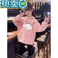 绿彩虹光日系玉桂狗卡通女童连帽卫衣春秋冬2023新款中大童打底衫加厚