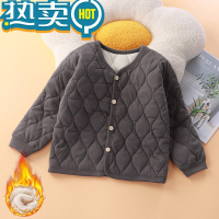 绿彩虹光儿童棉袄2023冬季新款加绒加厚保暖上衣中大童棉衣三层夹棉外套