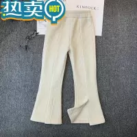 绿彩虹光女童加绒裤子秋冬雪尼尔2023新款中大童加厚灯芯绒儿童开叉喇叭裤