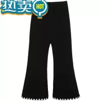 绿彩虹光 宝宝针织喇叭裤女加绒加厚2023冬季儿童休闲保暖裤子