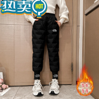 绿彩虹光女童冬装棉裤2023新款儿童装加绒加厚保暖裤子洋气羽绒棉外穿长裤