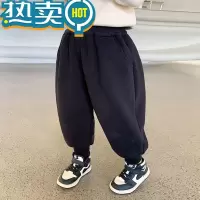 绿彩虹光儿童裤子男童秋冬男孩灯笼裤冬季加厚宝宝加绒运动裤小童冬装卫裤
