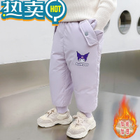 绿彩虹光女童羽绒棉裤外穿2023新款冬季儿童加绒一条过冬保暖裤中小童裤子