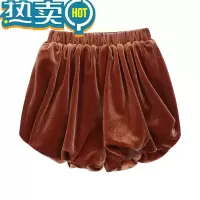 绿彩虹光 宝宝丝绒花苞裤女加厚保暖2023冬季新款儿童休闲短裤