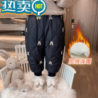 绿彩虹光女童棉裤冬装加绒2023新款儿童一条过冬三层加厚裤子幼儿长裤秋冬